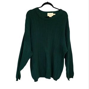 Vintage Eddie Bauer Mens Sweater L Green Fisherman Grandpa Outdoors 100% Cotton